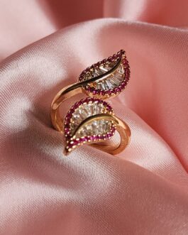 Enchanted Double Leaf Ruby and Crystal Ring  Category
