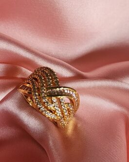 Elegant Pave Cross-Band Gold Ring